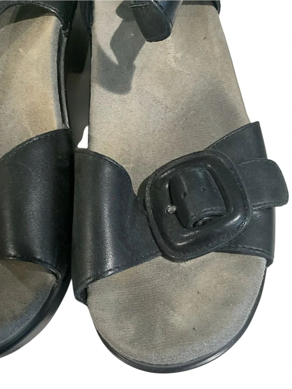 Dansko Sue Sandals Women's 40 / 9.5 Black Leather Comfort Platform Buckle - Picture 3 of 11